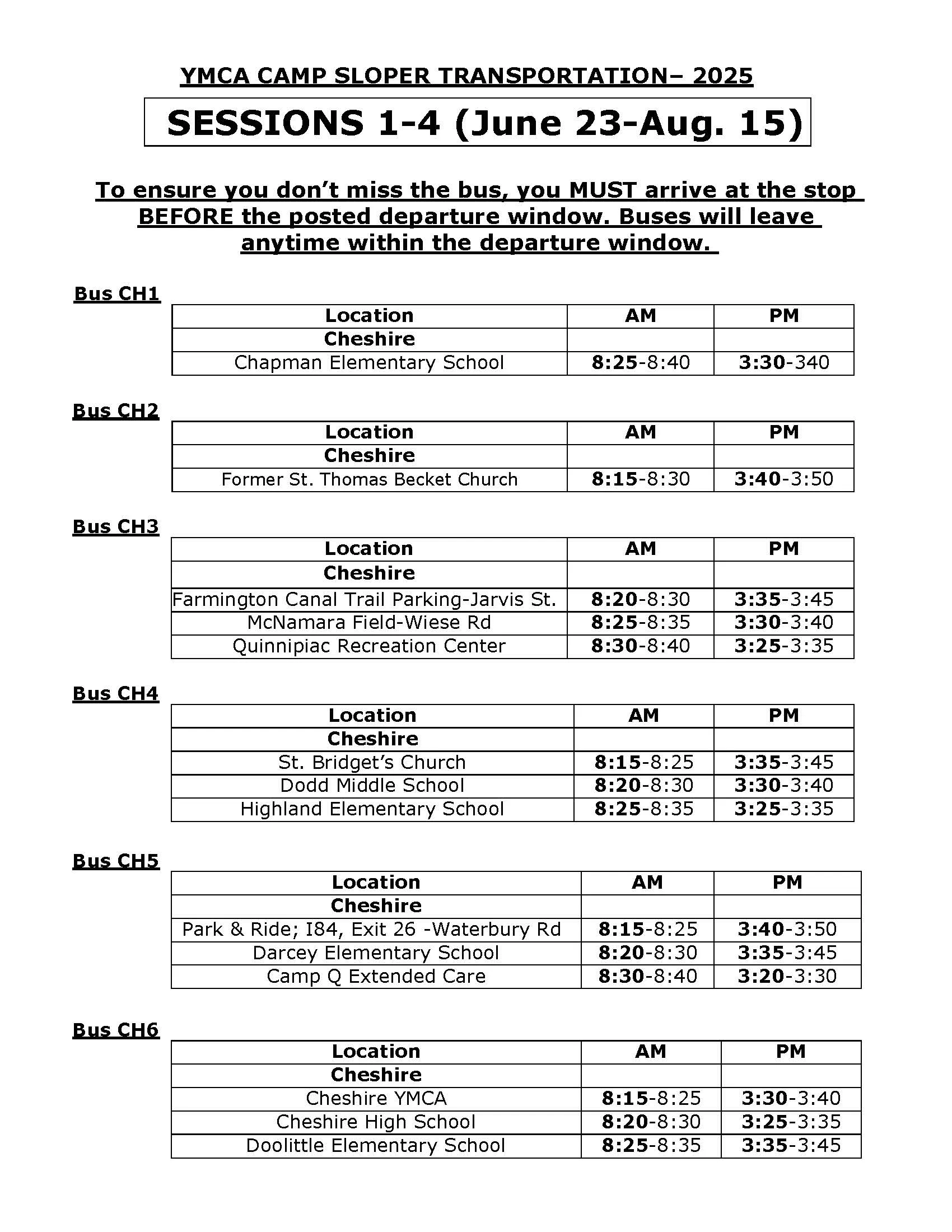 S1-4 Bus Routes 2025