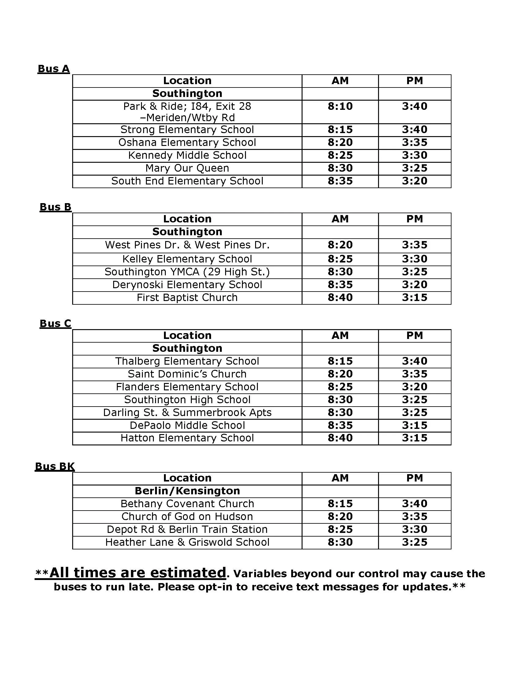 Bus routes Pg 2